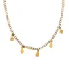 Pulseira e Colar Cruz Pequena Zircônia Coração Drops de Aço Inoxidável Banhado a Ouro 18K de Alta Qualidade de Luxo Transfronteiriço Europeu e Americano para Mulheres