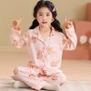 Pijama Infantil para Meninas, Primavera e Outono, Algodão Nuvem Pai-Filho Manga Longa e Calça Longa Novo Estilo para Meninas, Alunos do Meio da Adolescência, Conjunto para Usar em Casa