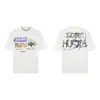 Saint Vintage Streetwear Americano Camiseta Holgada Vtg de Manga Corta para Hombre Camiseta Estampada Letra Retrato Camiseta Street