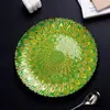 Plato de cristal estilo europeo para hotel, vajilla de banquete, sala de muestras, hogar, baño dorado, base de pavo real, fabricantes, venta al por mayor