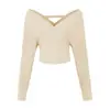 Atacado de Roupas Femininas Transfronteiriças Estilo Europeu e Americano Primavera 2026 Novo Conjunto de Top Liso de Manga Longa Ombro a Ombro + Saia Justa ao Corpo