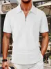 2026 Nova Blusa de Moletom Masculina de Verão Transfronteiriça Europeia e Americana Comércio Exterior Casual Gola Lapela Meio Zíper Pulôver Manga Curta Roupa Masculina