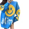Suéter Grueso de Punto Estilo Coreano Cara Sonriente Oversize Holgado Adelgazante Estilo Perezoso para Mujer Otoño e Invierno Nuevo Suéter para Mujer