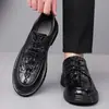 Zapatos de Hombre al por Mayor, Zapatos de Cuero para Negocios, Zapatos Casuales Formales, Primavera Bajos con Patrón de Cocodrilo en Relieve Piel Genuina de Vaca Zapatos para el Trabajo