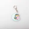 Chaveiro de Desenho Animado Estilo Ins Abraçando a Lua e o Coração Pingente Transparente de Acrílico Personalizado Dupla Face Charme para Bolsa de Casal