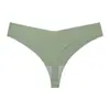 Ropa Interior Invisible de Tanga de Seda Helada para Mujer de Talla Grande Europea y Americana, de Color Sólido, Sin Costuras, de una Pieza, para Yoga