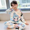 Pijamas Infantis, Primavera e Outono para Meninos, Manga Comprida para Meninas, Tamanhos Médios e Grandes, Desenho Animado Infantil, Roupas de Casa para Meninos, Conjuntos Finos de Outono e Inverno