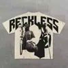 Punk Europeu e Americano Edição Grande Impresso T-Shirt Y2K Estilo Hip Hop Masculino T-Shirt Mascarado Menina Gótico Manga Curta Top