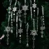 Decorações de Natal Transfronteiriças Haobei Pingente de Cone de Gelo de Acrílico Transparente Floco de Neve Transparente Barra de Gelo Pingente de Árvore de Natal