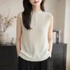 Colete de Tricô com Decote V em Liocel Tencel Feminino Verão 2026 Colete Feminino de Tricô Decote V Slim Fit Sem Mangas