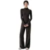 Conjunto de yoga feminino com forro de fleece, modelador e que valoriza a silhueta, quente e confortável para fitness, Pilates, corrida e outros esportes