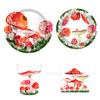 MM242 Hongo Rojo Acuarela Hongo Vajilla Festiva 8 personas 4 piezas Plato de Papel Toalla de Papel Vaso de Papel