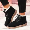 Botas altas estilo Martin forradas de polar transfronterizas, botas de trabajo retro, botas amarillas, zapatos casuales versátiles de invierno engrosados, antideslizantes, resistentes al desgaste para mujer