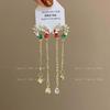 Pendientes asimétricos frescos y dulces de Papá Noel, elegantes y de moda, con borlas de gota de agua de alta calidad, pendientes largos.