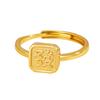 S925 Sterling Silver Square Ring Women's New Chinese Style National Style Hair Finger Ring Internet Red Daily Gold Jewelry