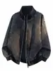 Chaqueta ACU para Hombre con Cuello Alto de Canalé Pesado Estilo Americano Hombres Nuevo Producto Otoño/Invierno 2026 Chaqueta Lavada con Bloques de Color Retro Hombres