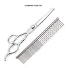 Conjunto de suprimentos para tosa de animais de estimação, tesouras profissionais de limpeza e tosa, ferramentas especializadas para corte de pelo para gatos e cães, cor prata, tudo-em-um