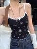 Novo estilo bm estilo japonês doce e picante colete regata estampado com desenho animado kt com bojo costas bonitas slim fit top de menina quente atacado