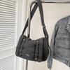 Bolso Cruzado de Mensajero Nuevo de Verano de Nicho con Gran Capacidad, Nuevo Estilo Dulce y Picante 2026 Bolso de Hombro Cruzado con Cierre de Cordón y Solapa Plisada