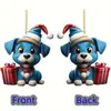 Pingente Cachorro Azul de Olhos Grandes de Natal Produto Novo Transfronteiriço Pingente de Carro Acrílico Decoração Plana para Interior de Carro