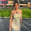 Wy23037 Verano 2026 Nuevo Estilo Europeo y Americano Elegante Malla Estampada Ajustado Vestido Tubo para Mujer