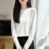 Novedades Otoño/Invierno 2026 Primera Línea Ropa Lista para Usar Andy Terciopelo Dobladillo Enrollado Cuello Redondo Tejido Manga Larga Mujer Color Liso Camiseta Base