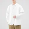 Camisa de algodón con cuello camisero y manga larga para hombre, nuevo estilo japonés 2026, color liso, simple, de alta gama, chaqueta superior casual versátil