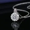 Collar Redondo Transfronterizo de Imitación Moissanita para Mujer, Moda de Alta Gama, Elegante y Sencillo, Cadena para Clavícula con Colgante Versátil de Dos Quilates