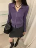 Jaqueta cardigã de tricô com gola polo branca para mulheres, novo estilo outono e inverno 2026, top de camada interna que afina