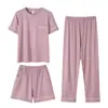 Pijama de algodón viscosa para mujer verano pullover manga corta pantalón fino casual cómodo ropa de casa RC