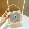 Brillante Bolso Cuadrado Pequeño de Satén de Seda con Flor Rosa Hecha a Mano y Diamantes Bolso de Mano Bolso Bandolera Bolso de Boda Bolso de Noche