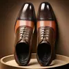 Zapatos de Hombre de Color a Juego de Nueva Temporada de Primavera y Otoño Zapatos de Cuero Tallado Transpirables de Moda Versátiles Zapatos de Cuero para Vestir de Negocios Boda