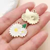 Pingentes de Gota de Óleo de Flor Branca Pura Margarida Flor de Cerejeira Rosa Crisântemo Brincos Pulseira Acessórios de Joia DIY Atacado