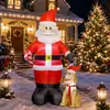 Papai Noel Inflável Iluminado Transfronteiriço com Cachorro Decoração de Feriado para Jardim Externo Modelo Inflável de Natal