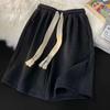 Fábrica atacado waffle verão novos shorts masculinos simples grande fita cordão calças retas casuais esportes