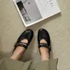 Zapatos Mary Jane de cuero suave versión 2026 verano nuevo hebilla vintage para mujer, planos cómodos y elegantes versátiles zapatos pequeños de cuero