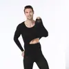 Ropa interior térmica para hombre de talla grande, otoño e invierno, temperatura constante de 37 grados, sin costuras, ultradelgada, conjunto de ropa de otoño, pantalones de otoño, cuello redondo, ajustado