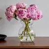 Decoração de vaso de vidro transparente simples estilo europeu para drop-shipping, arranjo de flores para sala de estar, decoração de flores frescas hidropônicas e flores secas para casa