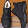 Sapatos Masculinos de Inverno com Forro de Lã, Sapatos Casuais de Couro Espessados Tendência, Botas de Neve de Couro de Cano Alto para Esportes ao Ar Livre, Atacado Transfronteiriço