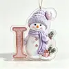 Novas decorações de Natal com boneco de neve roxo transfronteiriças de 26 letras, enfeites acrílicos 2D para casa e carro