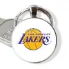 Logo de Equipo de la NBA Lakers Warriors 76ers Time Gem Aleación de Metal Llavero Grabado Colgante de Llave