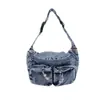 Bolso Cruzado de Moda en Mezclilla Gran Capacidad Bolso de Hombro Casual Retro Personalidad Versátil para Viajes Bolso de Pecho para Mujer