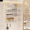 Prateleira organizadora de utensílios de cozinha multifuncional, cesta suspensa para temperos, prateleira de armazenamento, prateleira estreita para temperos domésticos, montada na parede sem furar