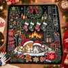Manta de Graffiti Navideña de Venta Caliente Transfronteriza Manta con Pintura de Papá Noel Manta de Doble Capa Engrosada de Franela y Forro Polar DIY