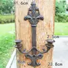 Aplique de Pared Hueco con Arco de Hierro Fundido Estilo Pastoral Europeo Portavelas Adornos Retro Nostálgicos Decoraciones Colgantes para Patio Hogar