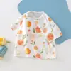 Camiseta de Manga Corta para Niños, Algodón Puro, Ropa de Verano para Bebés, Estilo Delgado para Niños, Top de Media Manga para Niñas, Capa Base de Verano