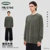 CKX Roupa Masculina|Tie-dye 275G Algodão Puro de Peso Pesado Manga Longa Camiseta para Homem Fio Duplo Retrô Costela Americana Gola Careca Top para Homem