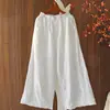 Pantalones de Pierna Ancha de Algodón con Patrón Hueco para Mujer, Cintura Elástica, Pantalones Finos Casuales Sueltos de Pierna Recta