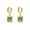 Europeo y Americano ins Estilo Palacio Nuevo Ingreso Lujo Oval Piedra Hao Acero Titanio Aretes Collar Joyería Esmeralda Comercio Exterior Transfronterizo
