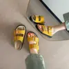 Pantuflas Birkenstock de Cuero Genuino de Doble Botonadura con Suela Suave para Verano Calzado de Exterior Sandalias Planas Casuales de Playa con Suela Gruesa para Mujer